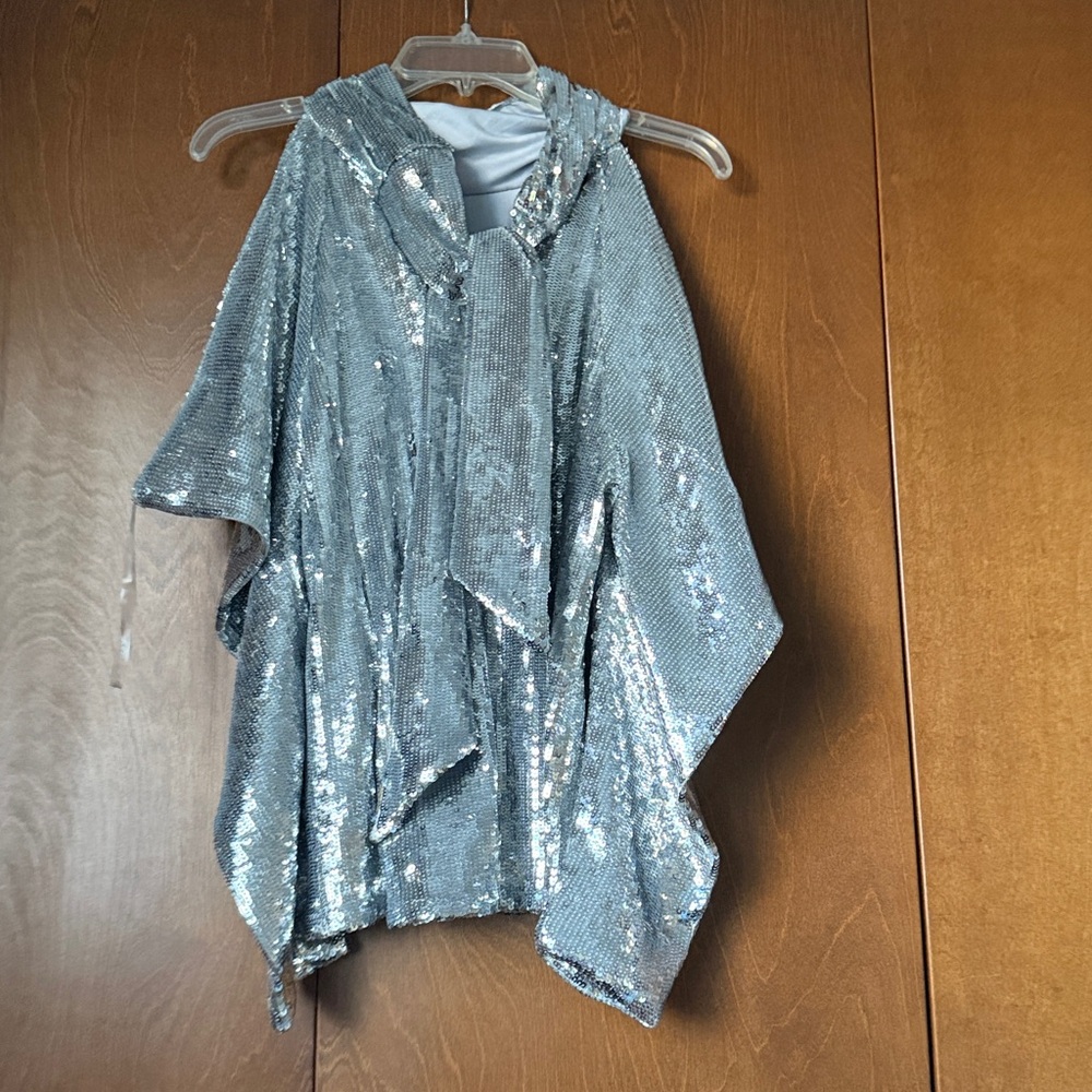 Inc Long Sleeve Silver Sequin Cold Shoulder Top NWT Sz XL $99.50. NYE! - Picture 8 of 8